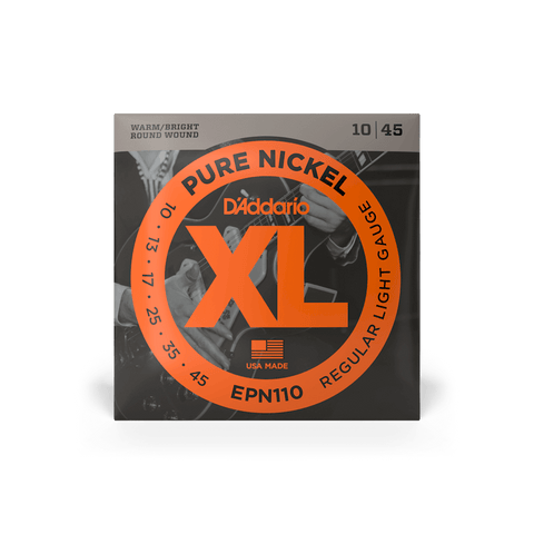 D'Addario EPN110 10-45 Pure Nickel Regular Light Electric Guitar Strings