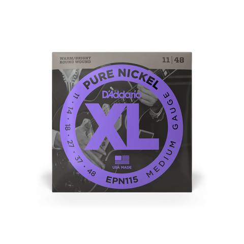 D'Addario EPN115 11-48 Pure Nickel Blues/Jazz Rock Electric Guitar Strings