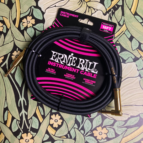 Ernie Ball Braided Cable 18ft - Black/Gold Tip