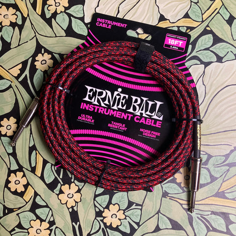Ernie Ball Braided Cable 18ft - Red/Black