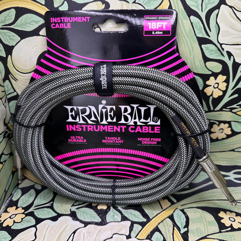 Ernie Ball Braided Cable 18ft - Silver Fox