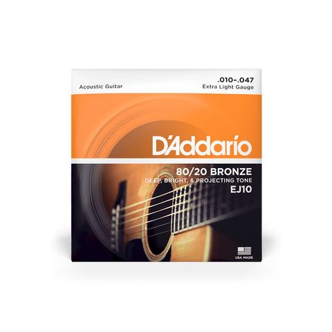 D'Addario EJ10 10-47 Acoustic 80/20 Bronze Extra Light