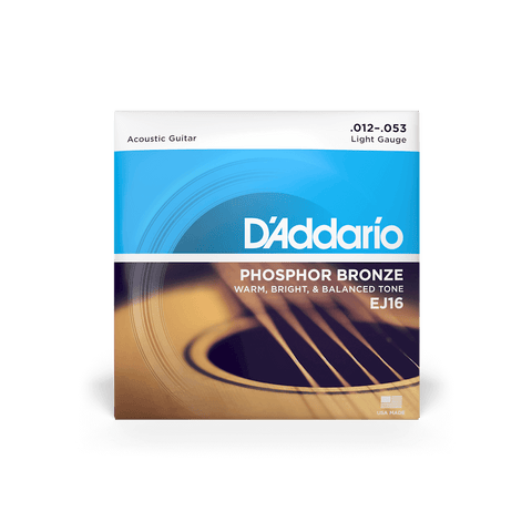 D'Addario EJ16 12-53 Phosphor Bronze Light Acoustic Guitar Strings